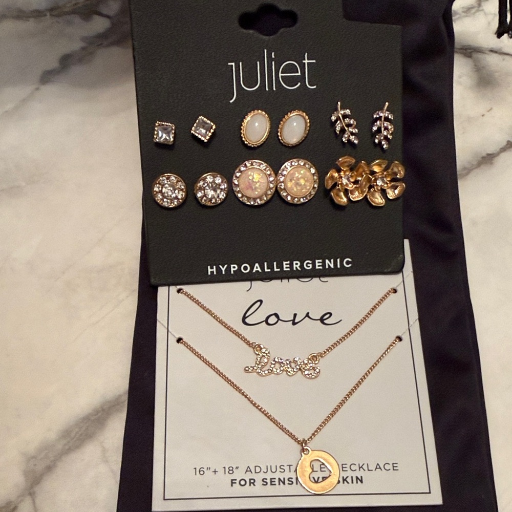 JULIET Love Necklaces ( 16” & 18” ) and JULIET 6 pair of Earrings